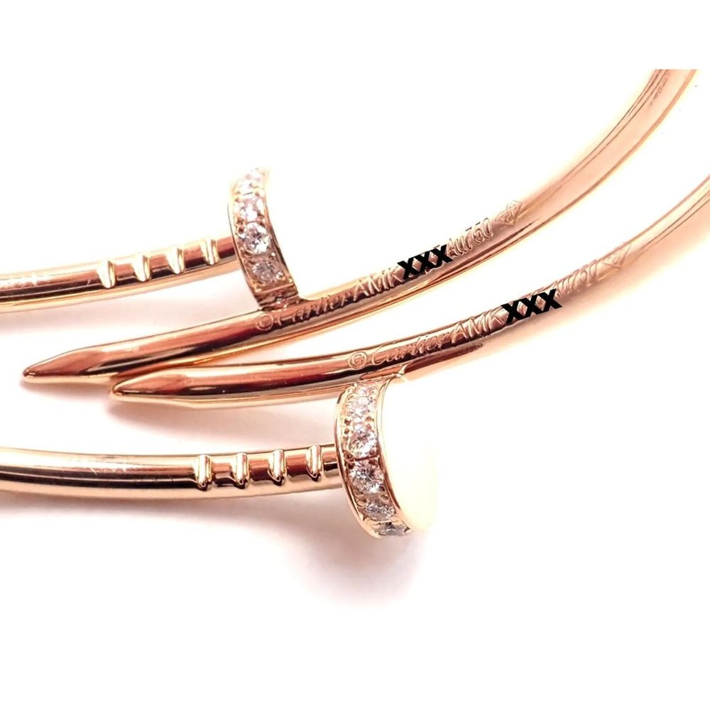 Authentic! Cartier Juste un Clou 18k Rose Gold Diamond Nail Hoop Earrings Paper - Picture 10 of 12